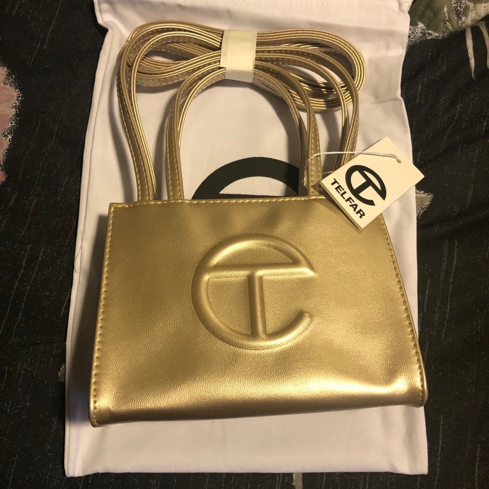 Telfar Small Gold Shopping Bag